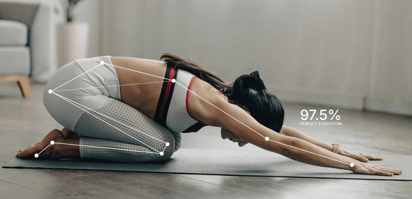 Body alignment visualization showing curved paths representing posture states